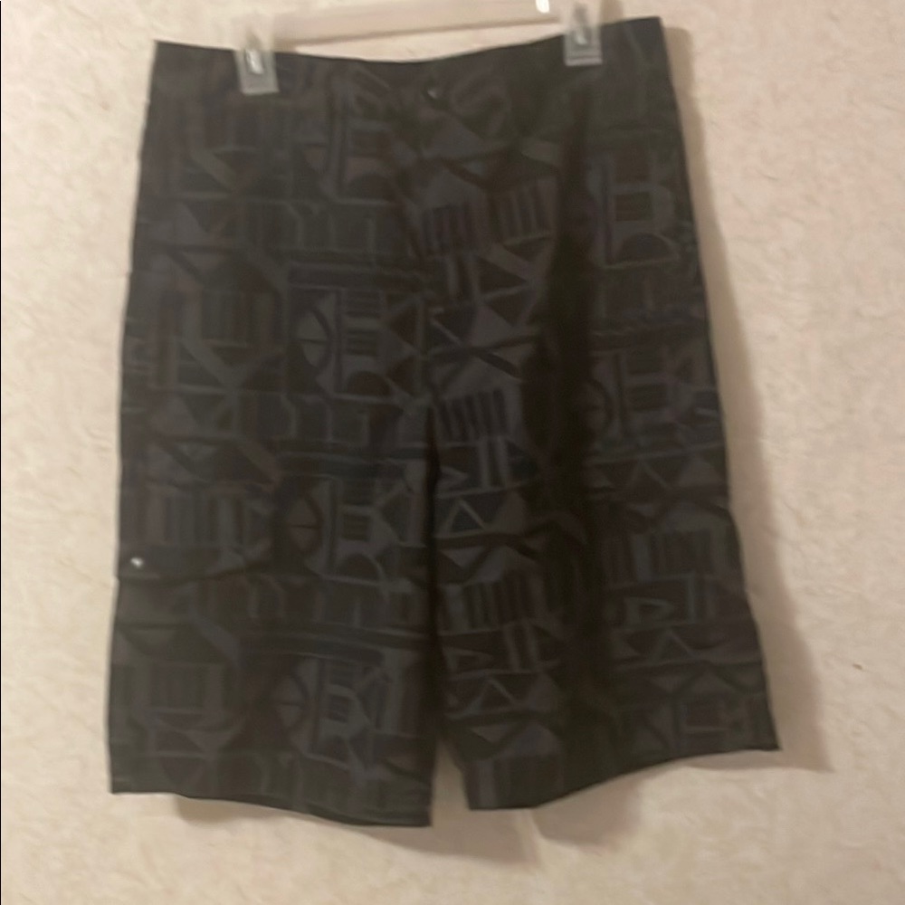 Black Geometric Patterned Shorts